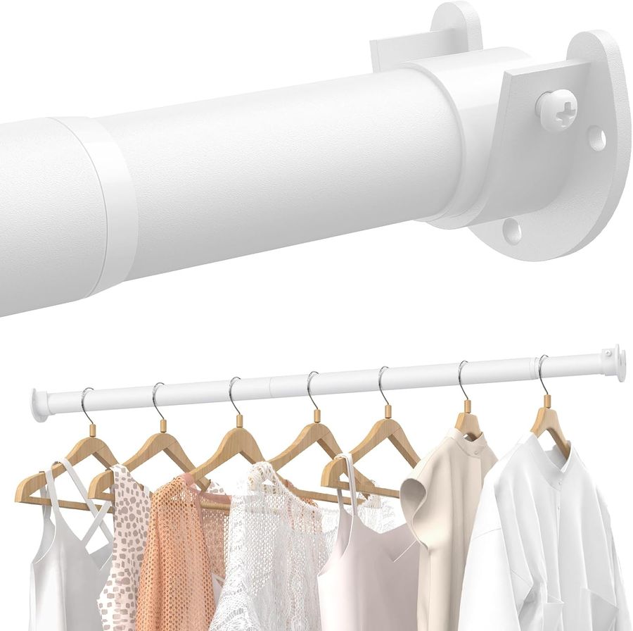 Closet Rods for Hanging Clothes, 17 to 69 Inches Stepless Adjustable Metal Closet Rod, 1.3 Inches Heavy Duty Clothes Hanging Rod for Closet Wardrobes Laundry RV, White added by Elizabeth Williams