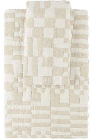Dusen Dusen - Off-White & Beige Check Bedding Set, Full/Queen added by Spoak 