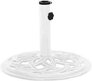 vidaXL White Cast Iron Umbrella Base - Decorative Patio Parasol Stand with Adapter, Floral Design for Outdoor/Garden Use, Fits 1.4"/1.5"/1.9" Poles added by Nichole Gianniotti