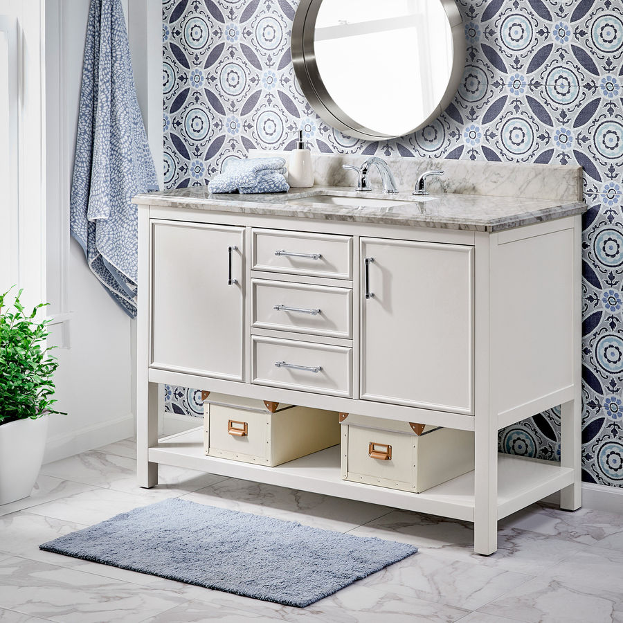 Winston Porter Danta 48'' Single Bathroom Vanity With Marble Veneer Stone Top | Wayfair added by Allison Keach