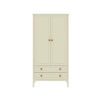 Manhattan Comfort Crown Full Wardrobe Off White: MDF Construction, Metal Hardware, 2 Drawers added by Sophia Shea