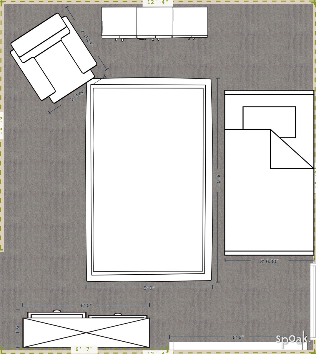 Medium Bedroom Layout designed by Kristina Blackford
