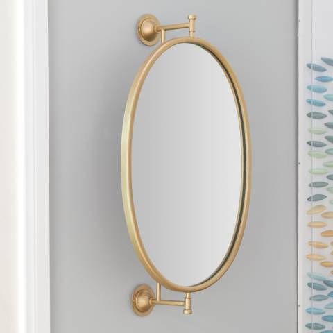 Logan Polished Gold Metal 15" x 29" Oval Wall Mirror - #972P5 | Lamps Plus added by Caroline Leonard