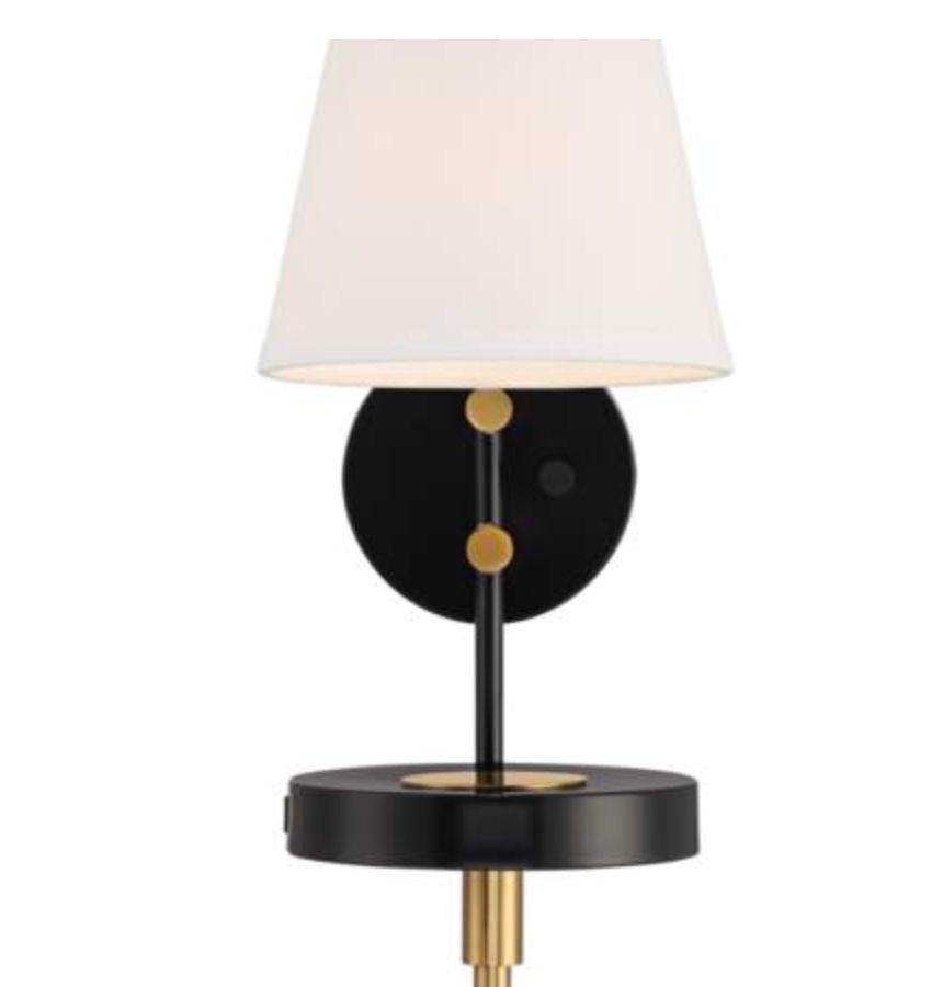 Possini Euro Dyna Set of 2 Plug-In Wall Lamps with Shelf and USB Port - #881P2 | Lamps Plus added by Showplace Design