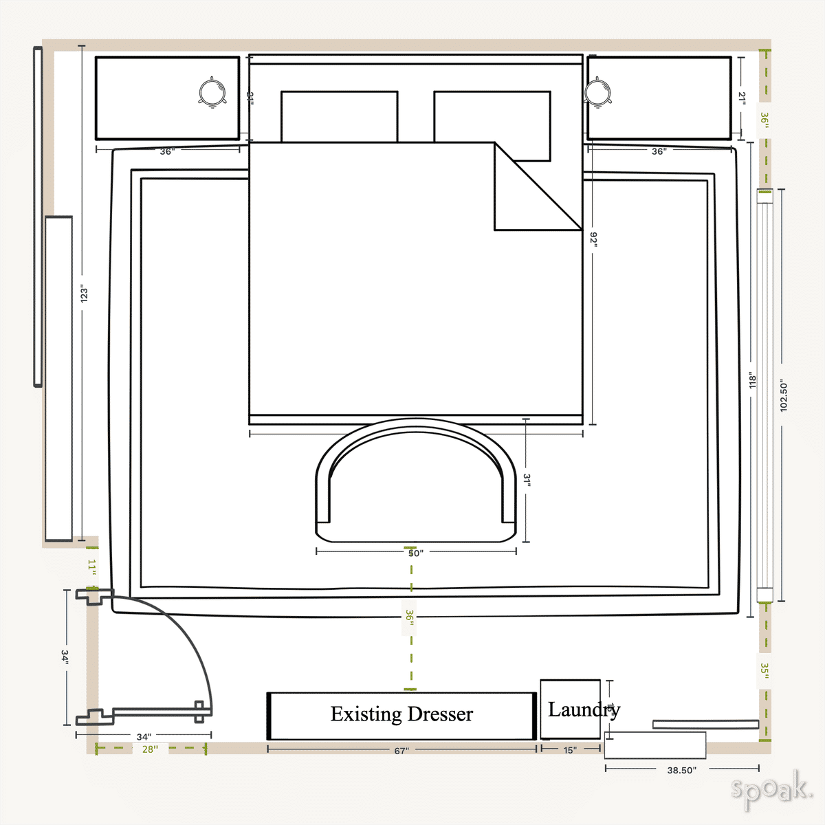 Primary Bedroom Layout designed by Averyl Yaco