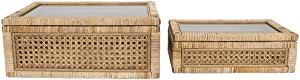 Creative Co-Op Woven Rattan Glass Lids & Fir Wood Frame (Set of 2 Sizes) Display Boxes, Beige added by Chelsea Alysa