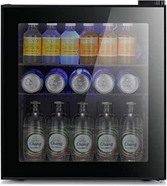 Antarctic Star Mini Fridge Cooler - 70 Can Beverage Refrigerator Black Glass Door for Beer Soda or Wine –Small Drink Dispenser Machine Clear Front Removable for Home, Office or Bar, 1.6cu.ft. added by Melissa Fraum