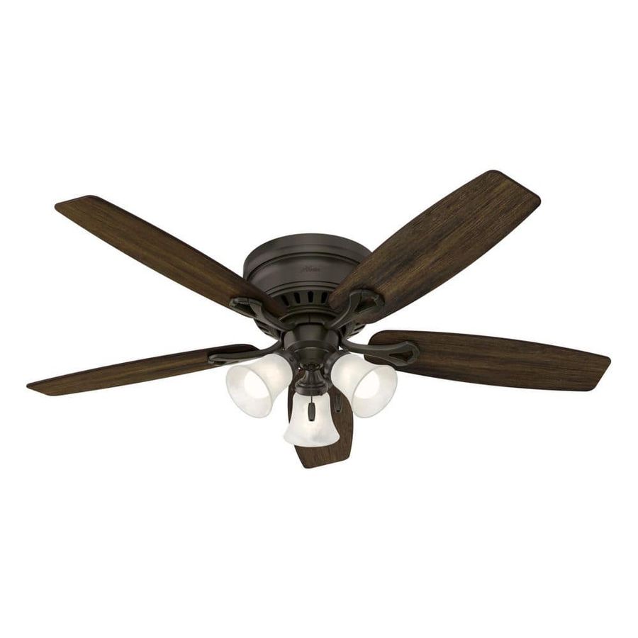 Hunter Oakhurst 52 in. LED Indoor Low Profile New Bronze Ceiling Fan with Light Kit 52016 - The Home Depot added by Sherez Mohamed