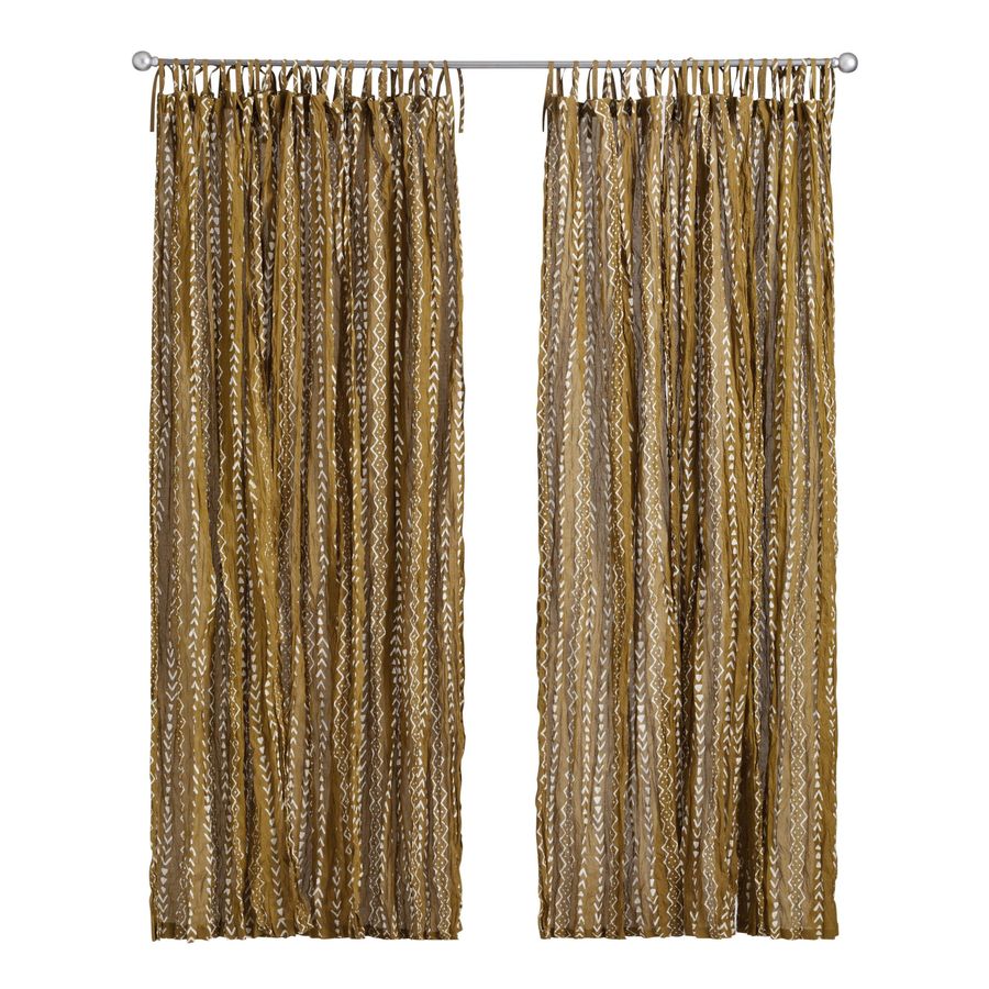 Mud Cloth Cotton Crinkle Voile Tie Top Curtains Set Of 2 - World Market added by Jenna Quinones
