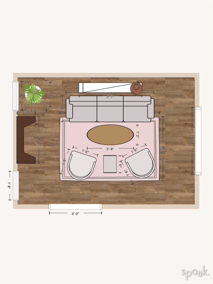 Family Room Layout designed by Christine Tucker
