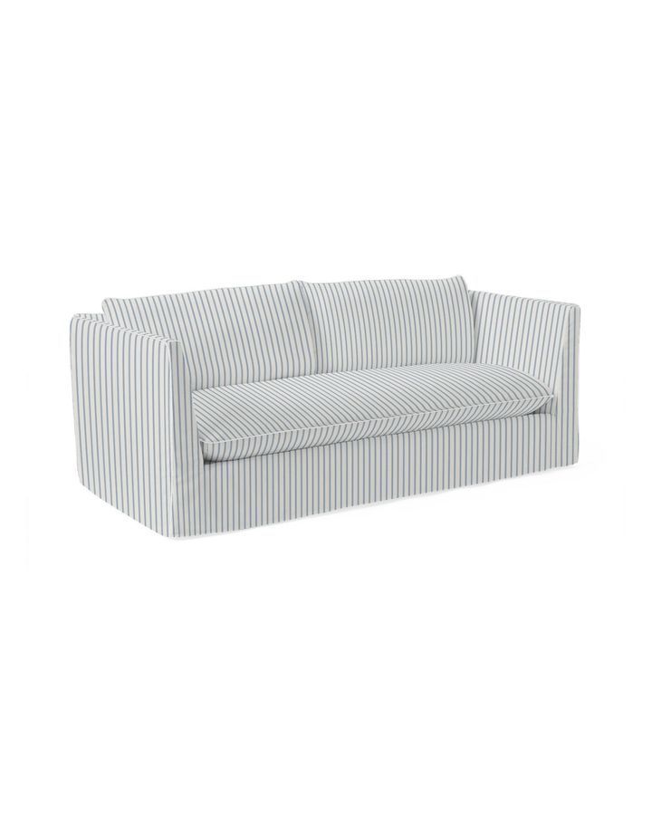 Paros sofa with white rope trim added by Kacey Dillier
