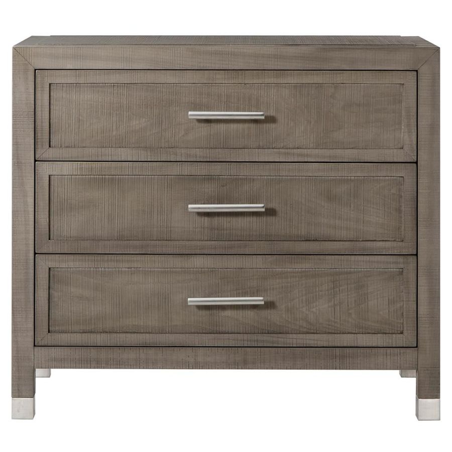 Sonder Living Raffles Modern Classic Grey Wood Pewter Steel 3 Drawer Nightstand added by Courtney Shaw