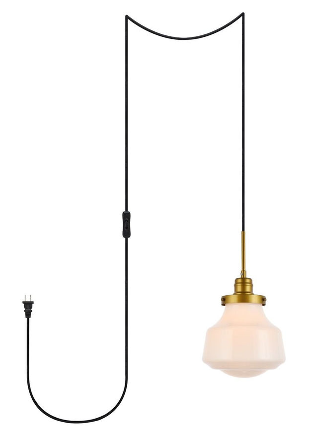 Elegant Lighting One Light Plug in Pendant from the Lye collection in Brass And Frosted White finish added by Briona Petrous