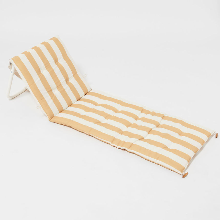 Reclining Beach Chair | Mango Bay Golden Mustard Stripe added by Evie Leigh