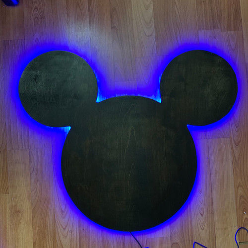 Buy Mickey Mouse Wooden Head Silhouette with LED Lighting | $69 | iCraftWoodGoods added by Courtney Hill