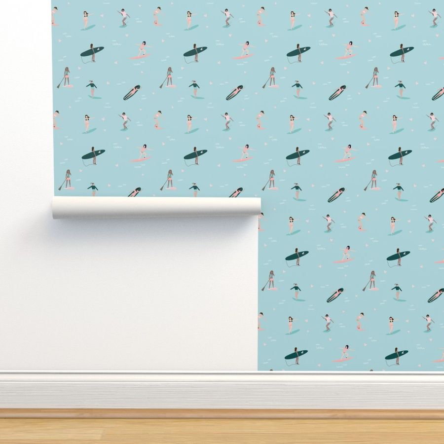 Girl surfing Wallpaper | Spoonflower added by sallie tyler