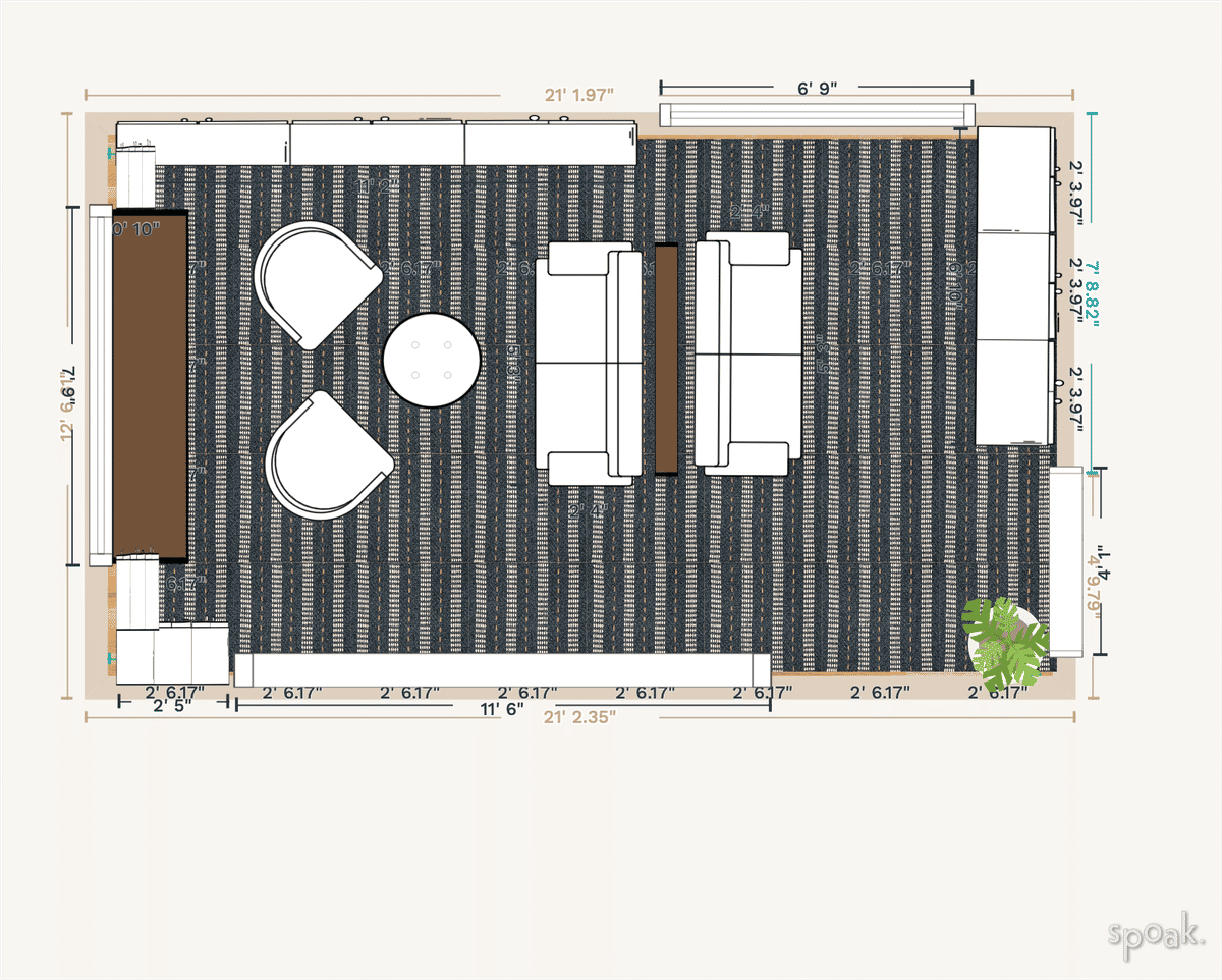 L-Shaped Family Room Layout designed by Melissa Shine