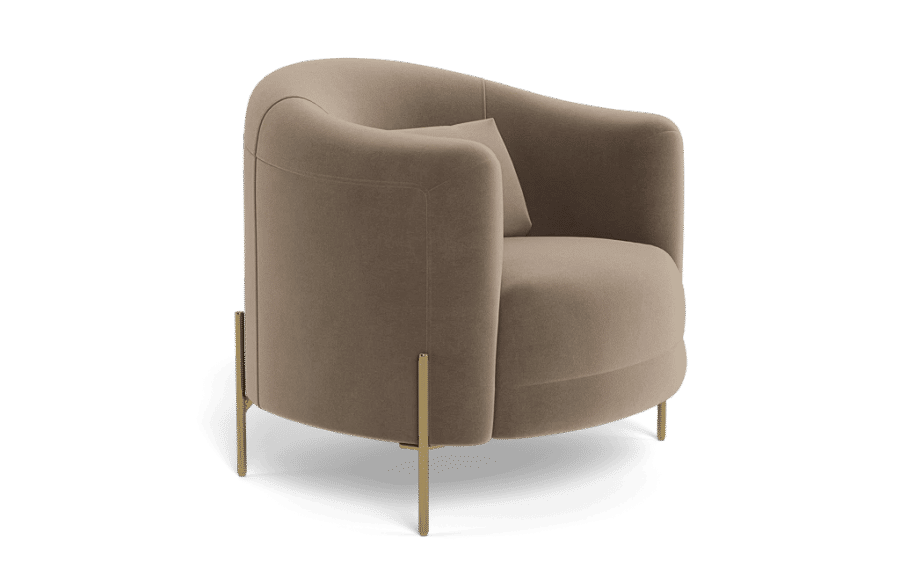 Fiona Accent Chair Performance Mink Fabric with matte black legs added by Tanya Evans
