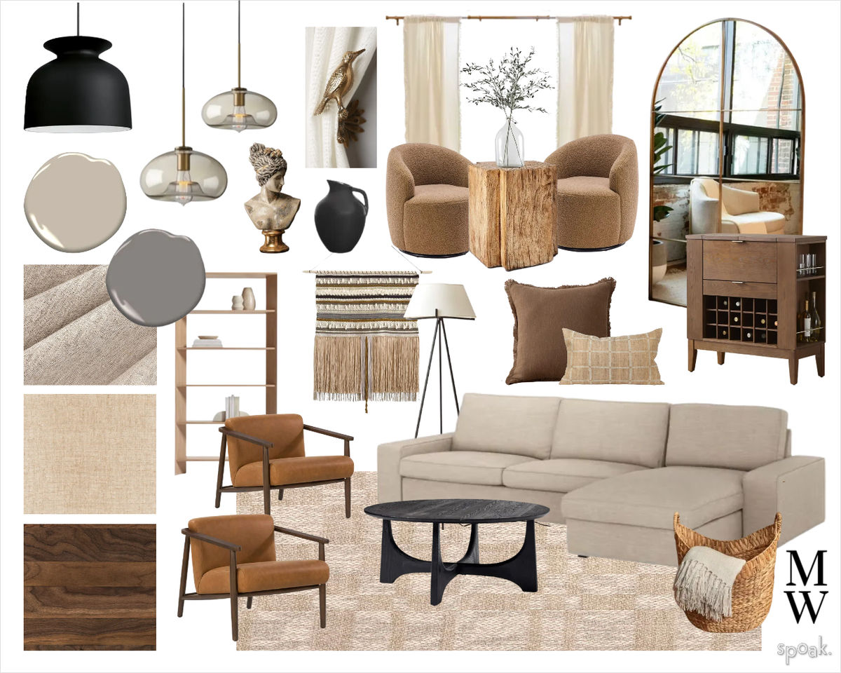 Japandi Kitchen + Living Room Inspiration designed by Monica Willis