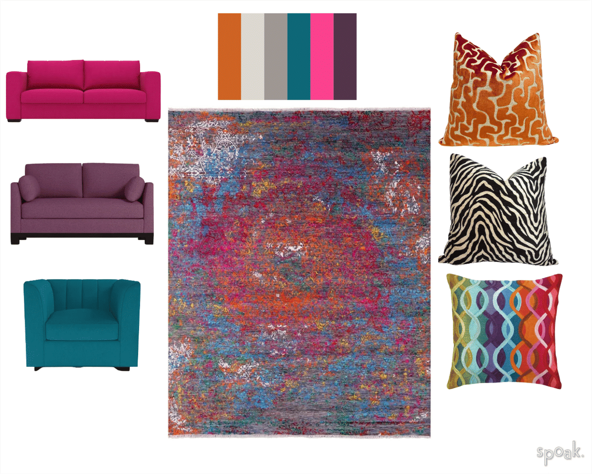 Colorful Great Room Inspiration designed by Jen Nadler