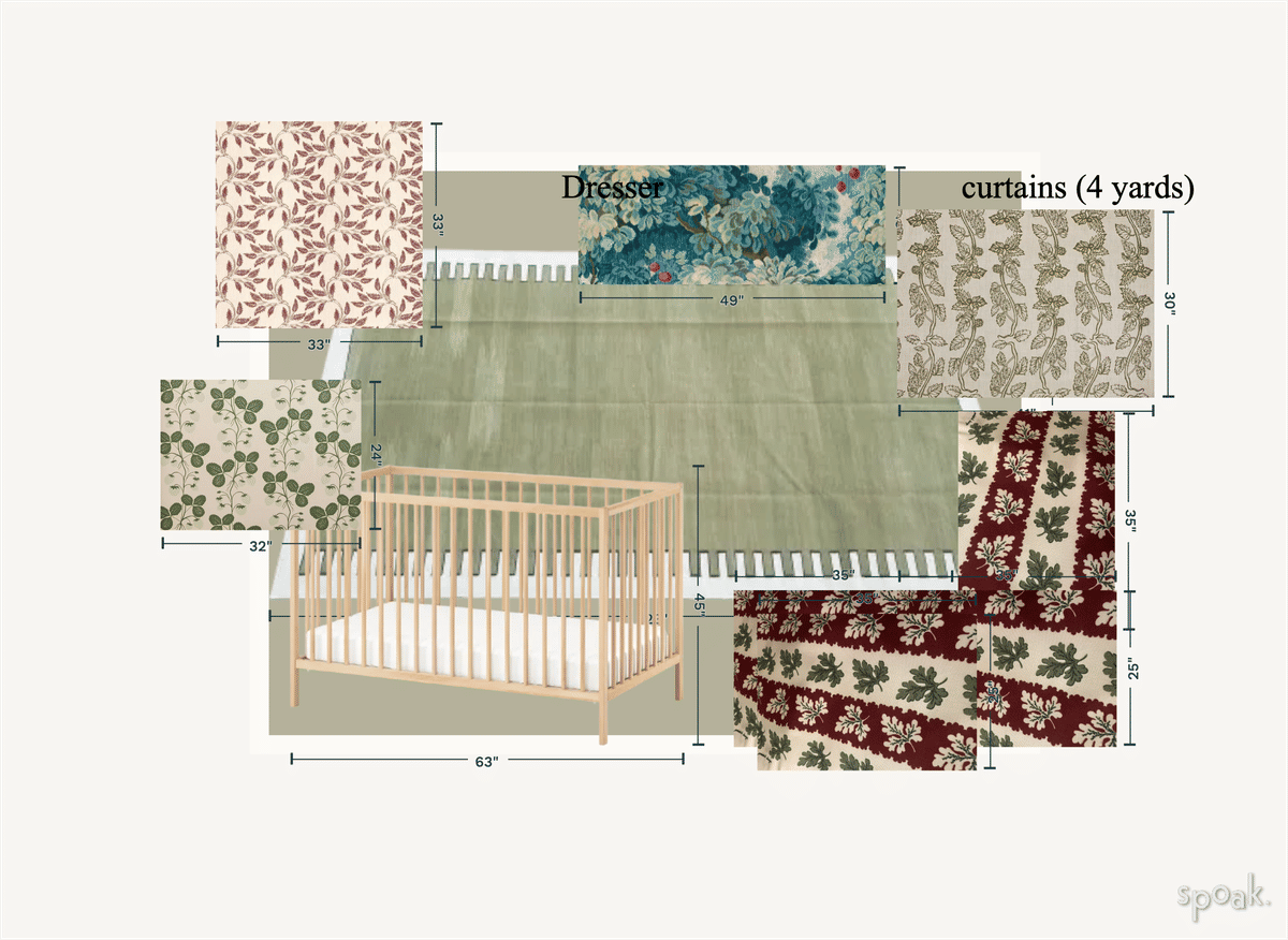 Small Rectanglar Bedroom Plan designed by Elizabeth Everett