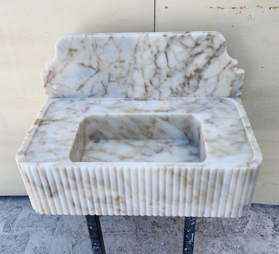 Ready to Ship Custom Calacatta Gold Marble Sink, Wall Mounted Marble Sink, Bathroom Wash Basin, Kitchen Tool Powder Room Marble Sink - Etsy added by sarah spagnola