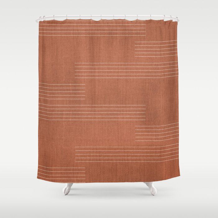 Minimal, Pattern, Boho Prints, Terracotta Shower Curtain by Megan Morris added by Jessie Steinhauer