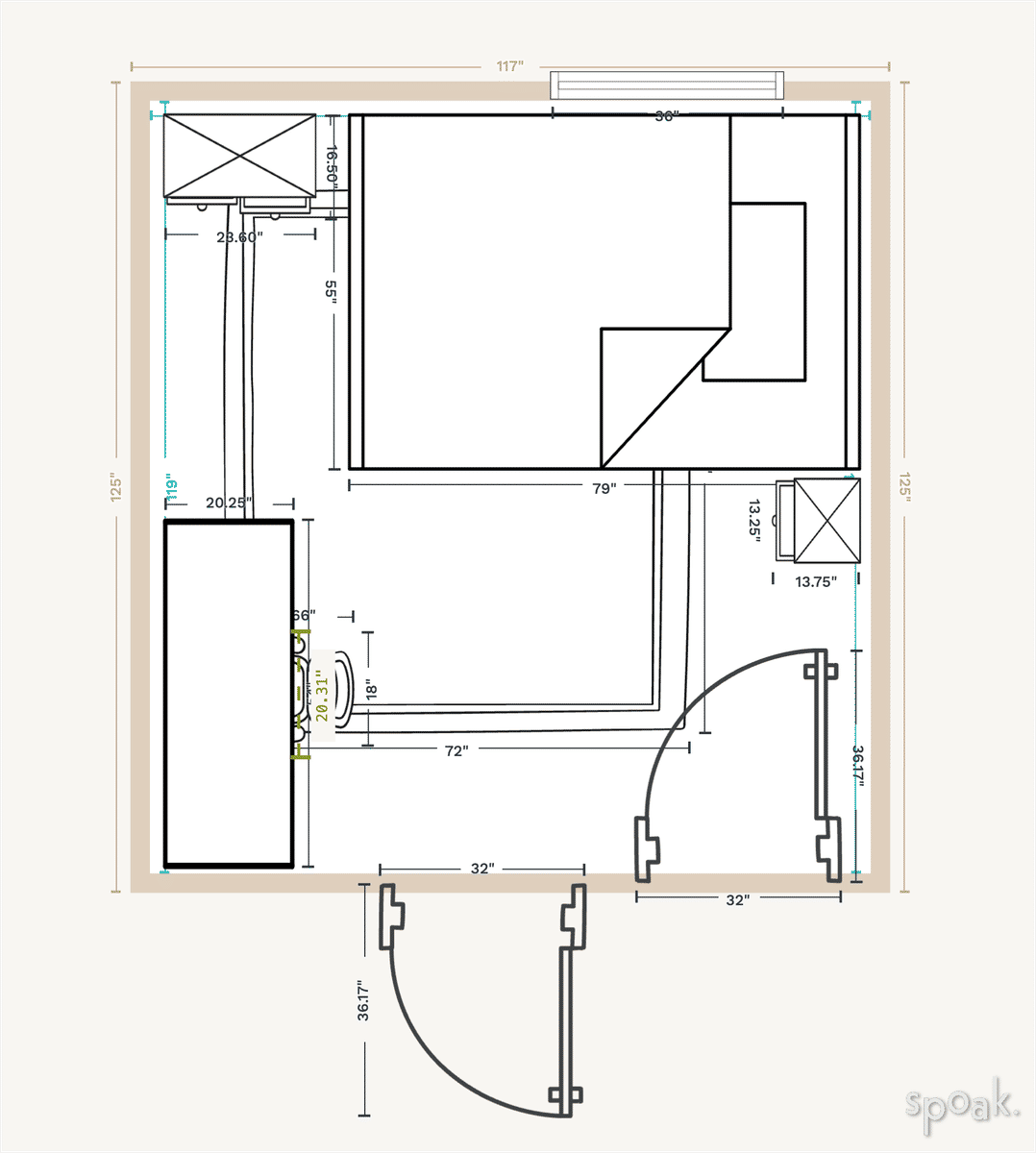Guest Bedroom Layout designed by Raychel Pesci