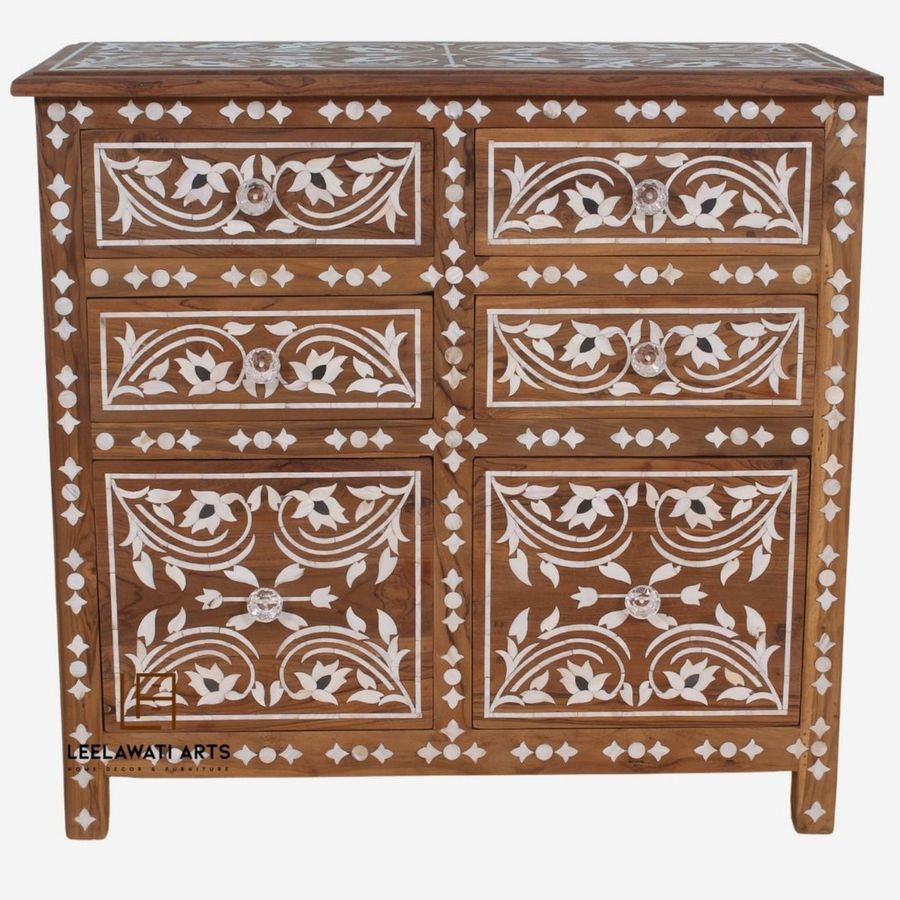 Mother of Pearl Inlay Floral Design Home Decorative 6 Drawer - Etsy added by Spoak Member