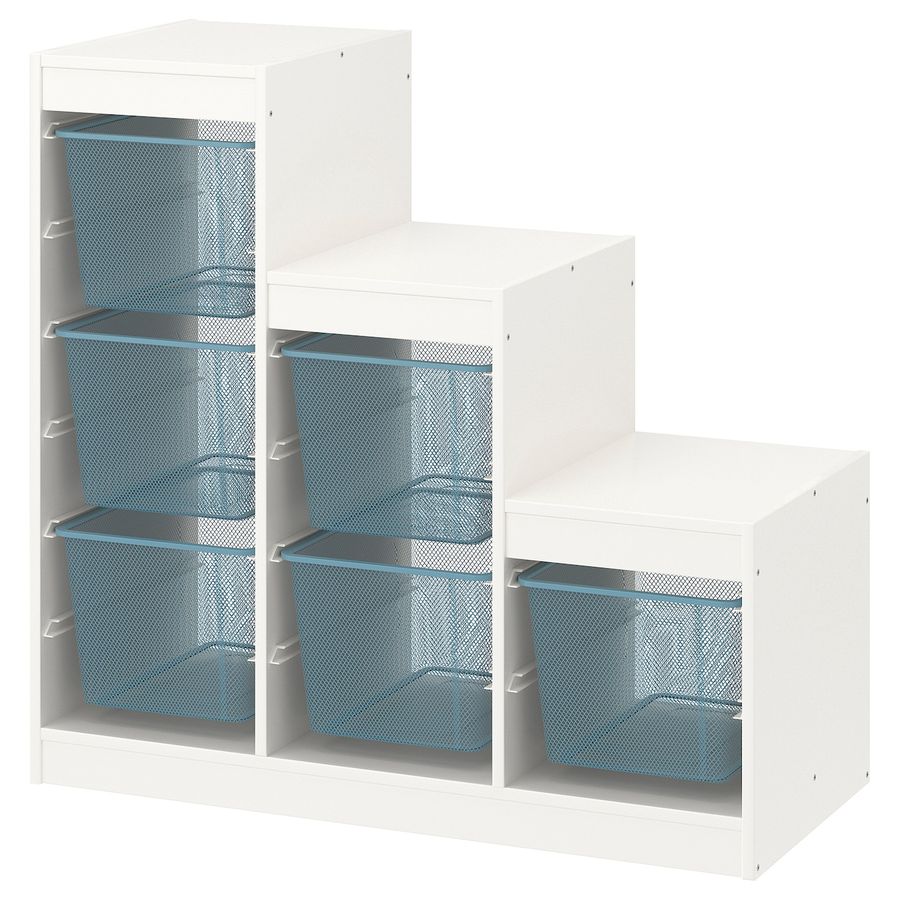 TROFAST Storage combination with boxes, white/gray-blue, 39x173/8x37" - IKEA added by Jenn Piovan