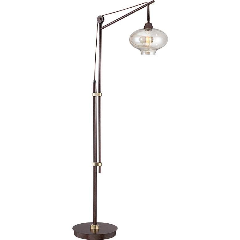 Calyx Industrial Cognac Glass and Bronze LED Floor Lamp - #5Y578 | Lamps Plus added by HELEN SALGADO
