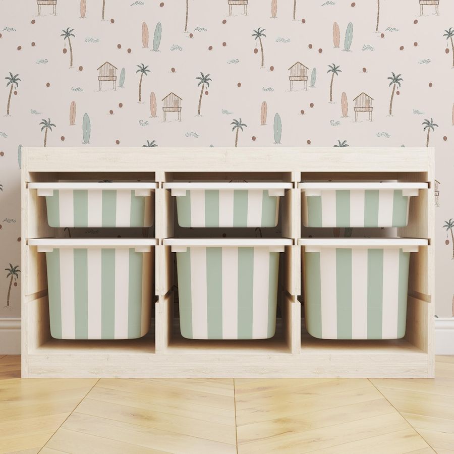 Ziggy Striped Storage Bin Sticker // IKEA Trofast Decal / IKEA Storage Hack / Playroom Cubby Stickers - Etsy added by Libby Weissman