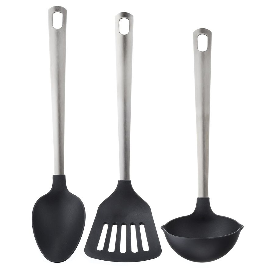 DIREKT 3-piece kitchen utensil set - black/stainless steel added by Zoom Inns
