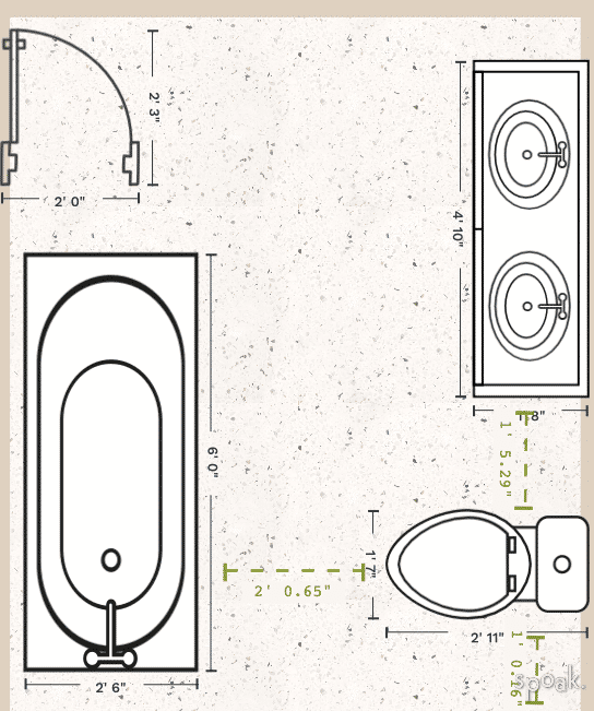 Square Bathroom Layout designed by Jill Koch