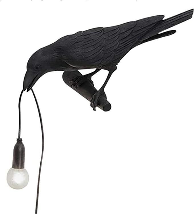NorDiem Crow Table Lamps Bird Desk Lamp Bedroom Wall Sconce lamp Light Resin Decoration E12 110V LED Bulb (Right Black Wall Lamp) added by Sarah McNutt