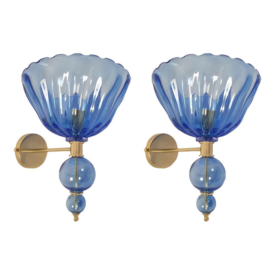 Blue Murano Glass Mid Century Sconces - a Pair added by Laurel Browning