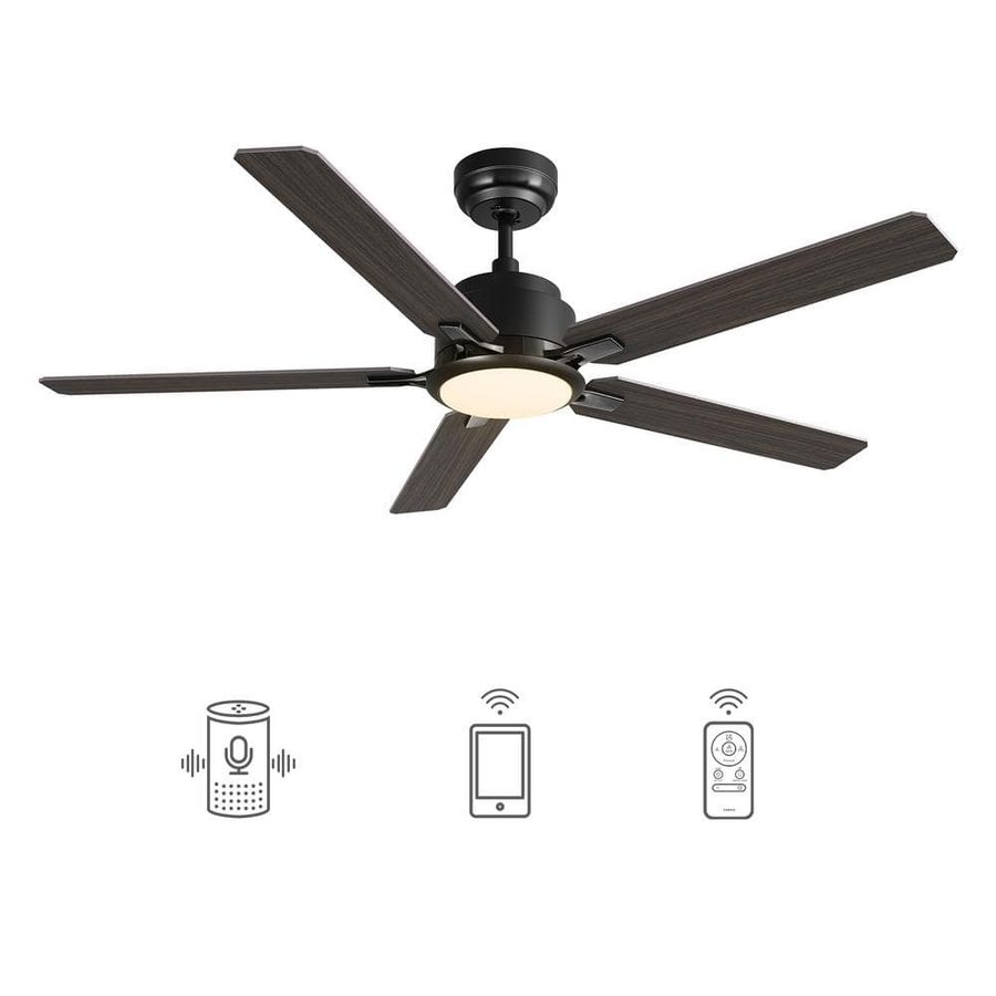 CARRO Essex 52 in. Integrated LED Indoor/Outdoor Black Smart Ceiling Fan with Light and Remote, Works w/Alexa/Google Home S525J-L12-B5-1 - The Home Depot added by Catherine Wright