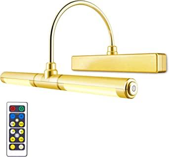 LUXSWAY Wireless Picture Light Battery Operated, Remote Control Painting Light with Rotatable Light Tube, Dimmable and Timer Off Art Display Light for Picture Frame Artworking Portrait -Orange Gold added by Margaret Bauer