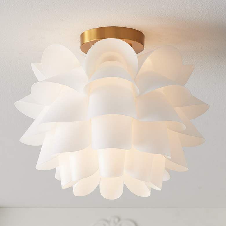 Possini Euro White Flower Gold Finish 15 3/4" Wide Ceiling Light added by Katie Carpenter
