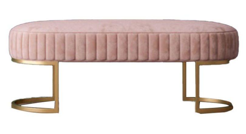 Glam Oval Bench with Legs Velvet Foam Solid Color Bench for Bedroom - 39"L x 13"W x 18"H Pink added by Carly Murphy