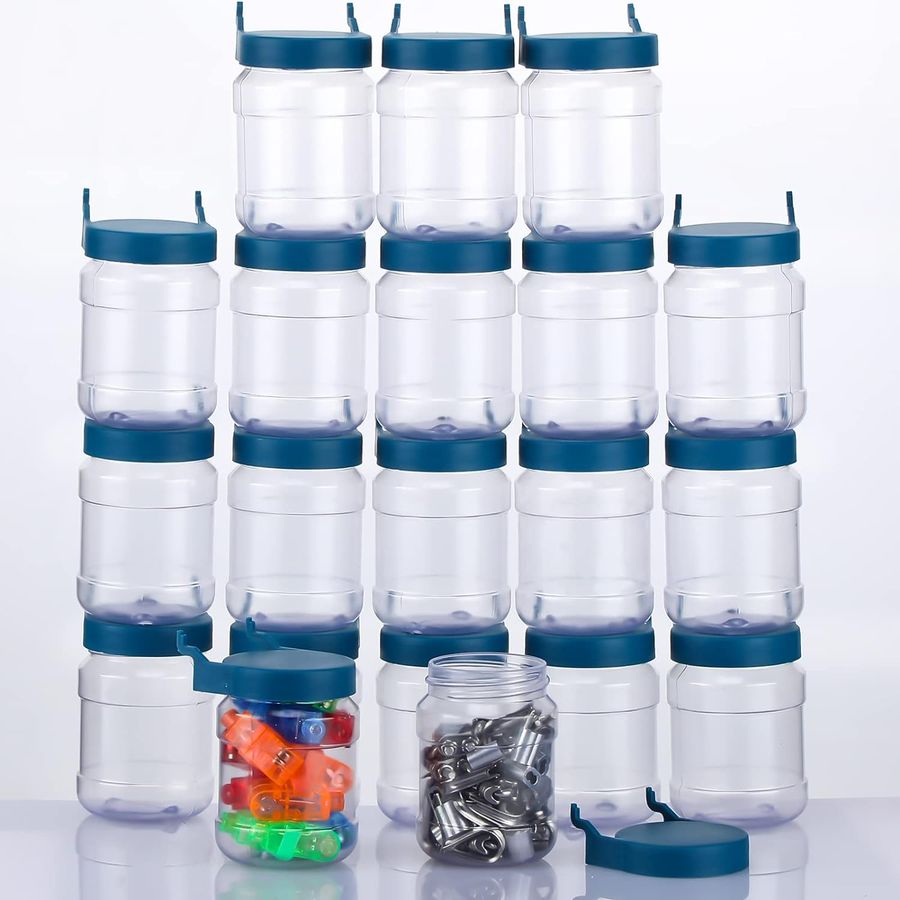 Unittype 20 Set Pegboard Accessories Jars with lids, Peg Boards Bins Organizer Storage, Plastic Garage Craft Sewing Room Storage Impact Resistant Pegboard Storage Box(Dark Blue) added by Kate Lynn Nemett