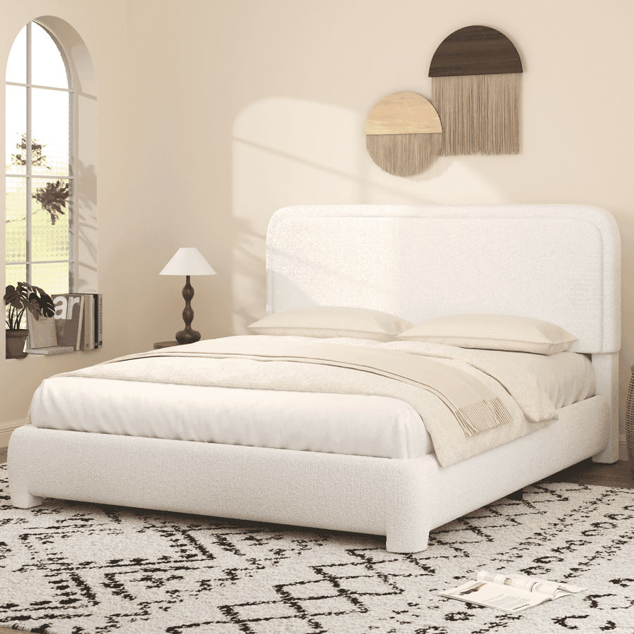 4 EVER WINNER Queen Size Bed Frame, Boucle Upholstered Bed Frame with Headboard, No Box Spring Required, Easy Assembly, White - Walmart.com added by Taylor Quade