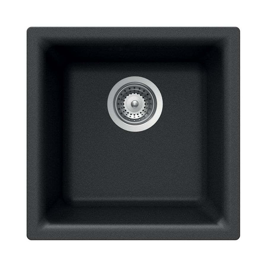 HOUZER Houzer Quartztone 16 in. Midnite Granite Composite Dual Mount Topmount or Undermount Single Bowl Bar Sink-E-100 MIDNITE E-100 MIDNITE - The Home Depot added by Jayme Weaver