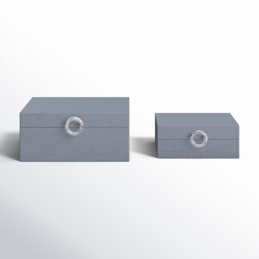 Birch Lane™ Sophisticated Decorative Boxes - Wood , Velvet Lining, and Metal Accents, Set of 2 | Wayfair added by KH Design Concepts