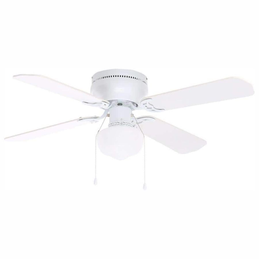 Littleton 42 in. LED Indoor White Ceiling Fan with Light Kit UB42S-WH-SH - The Home Depot added by Katie Nolan