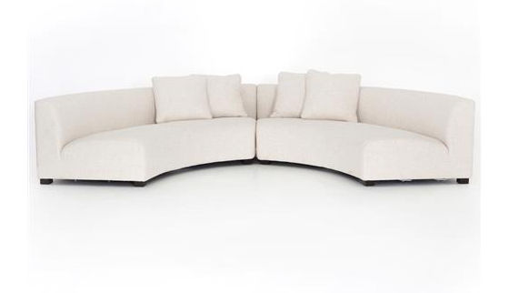 Zoe Modern Classic Curved Crescent Shape Cream Upholstered 2 Piece Sectional added by Margaret Cuca