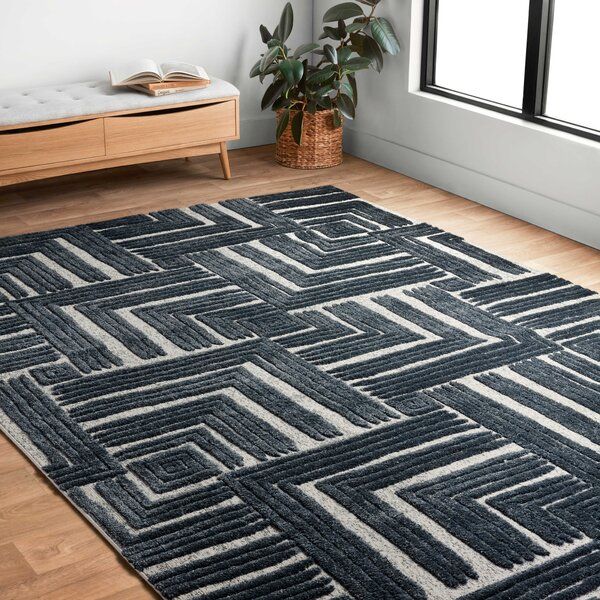 Mischa Geometric Area Rug in Blue/Beige added by Caroline Niederst