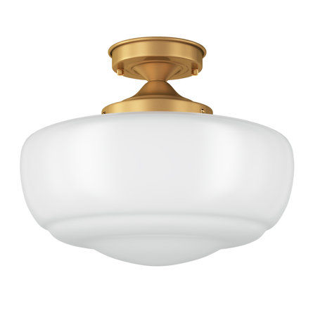 Mercer41 Modern Farmhouse Semi Flush Mount Ceiling Light With Opal Milk Glass Shade | Wayfair added by Taylor Seda