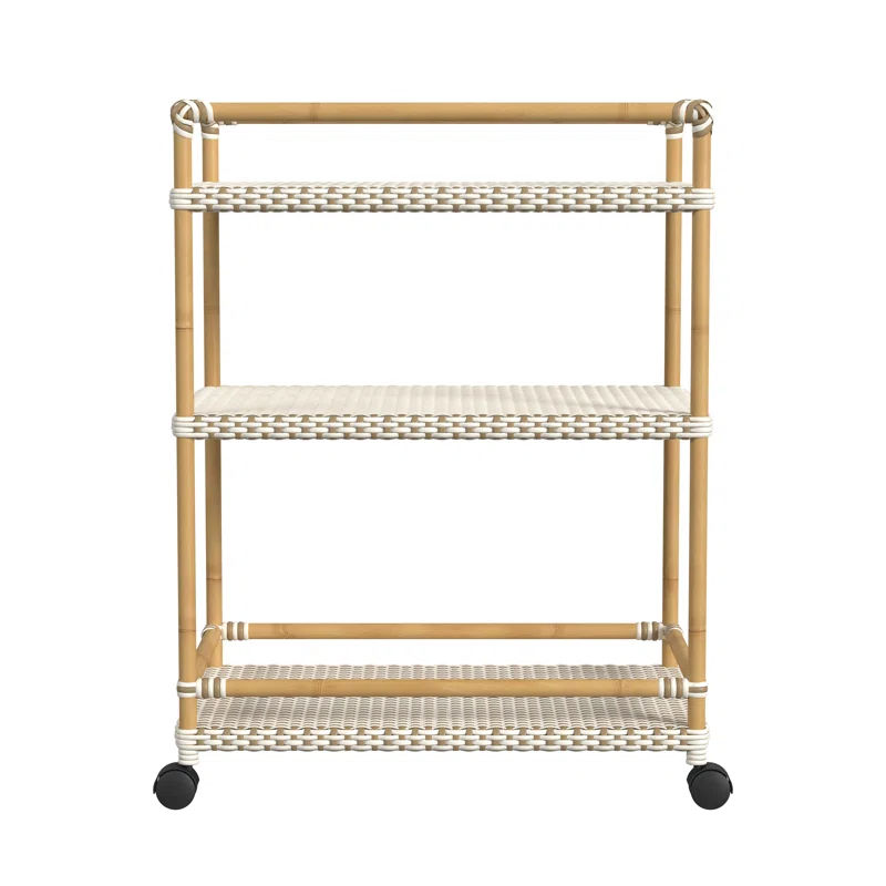 Tobias Outdoor 3- Tier Rattan and Metal Bar Cart added by Morgan Hatch