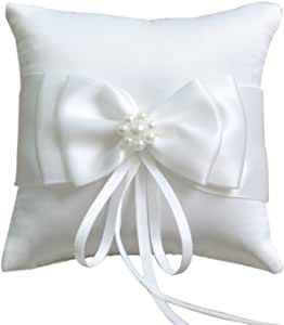 Little World Ring Pillow Pearls, Decor Bridal Wedding Ivory Ring Bearer Pillow, 7.8 Inch x 7.8 Inch (White) added by Angelina Panasyuk